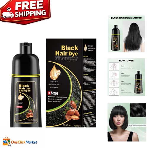 Gentle black hair dye shampoo - black,